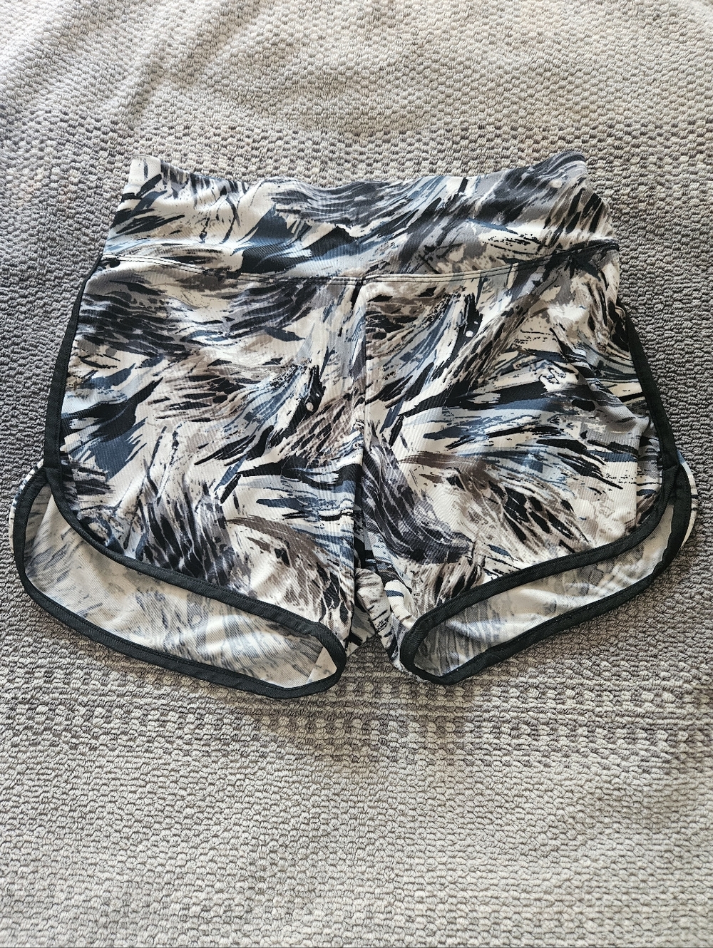 Abstract Print Athletic Shorts - Black, Gray, Cream Small